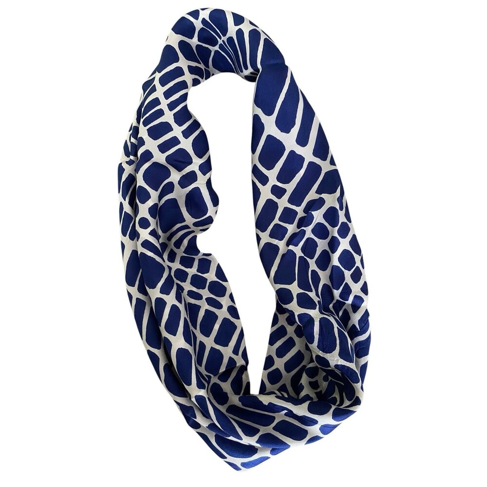 Vintage 60s Vera Neuman Scarf Blue White Silk Infinity Circle Mod